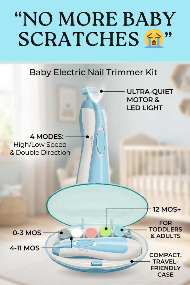 TinyTrim Elite™ - Safe 6-in-1 Electric Baby Nail Trimmer & File Kit