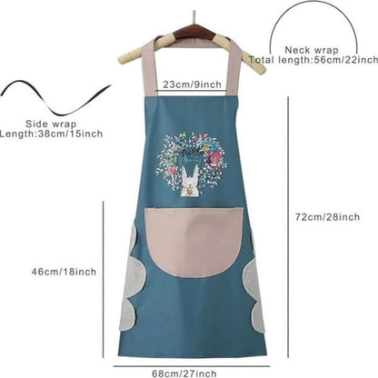 Nova Pick Floral Bunny Waterproof Kitchen Apron with Hand Towel (Buy 1 Get 1 Free)