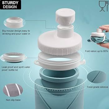 NovaPick Premium Collapsible Silicone Water Bottle (600ml, Lavender Dusk)