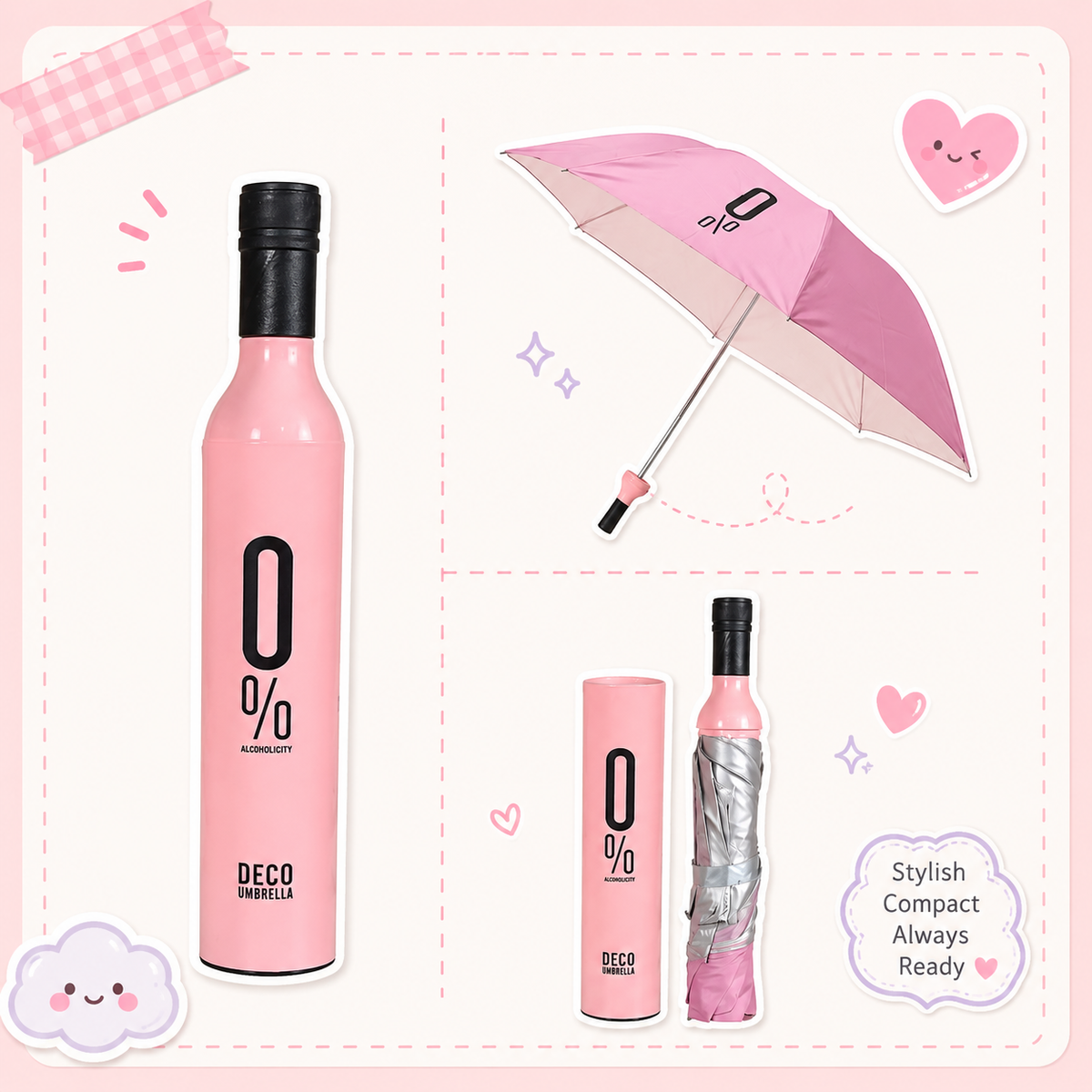 NovaPick™ Bottle Umbrella – 3-Fold Portable Travel Umbrella with Waterproof Wine Bottle Case