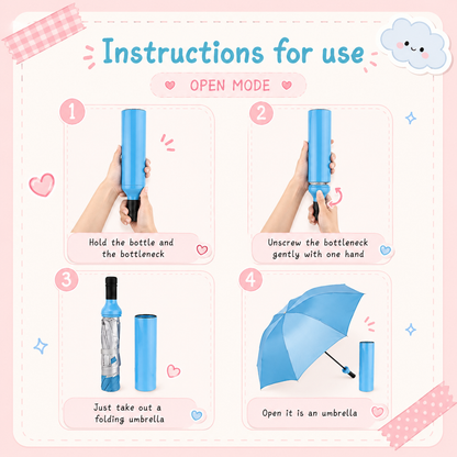 NovaPick™ Bottle Umbrella – 3-Fold Portable Travel Umbrella with Waterproof Wine Bottle Case