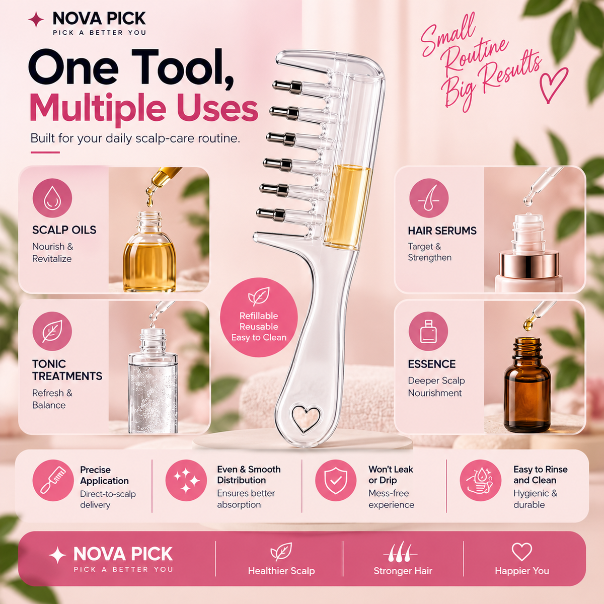 Premium Hair Oil & Serum Applicator Comb.